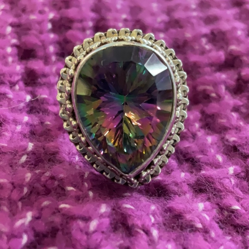 Mystic Topaz and Sterling Silver Ring size 6
